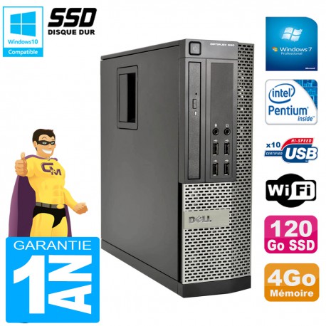 PC DELL 990 SFF Intel G840 Ram 4Go Disque 120Go SSD Graveur DVD Wifi W7