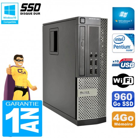 PC DELL 990 SFF Intel G840 Ram 4Go Disque 960Go SSD Graveur DVD Wifi W7