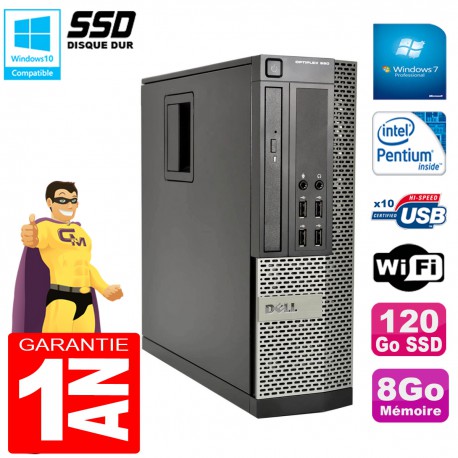 PC DELL 990 SFF Intel G840 Ram 8Go Disque 120Go SSD Graveur Wifi W7