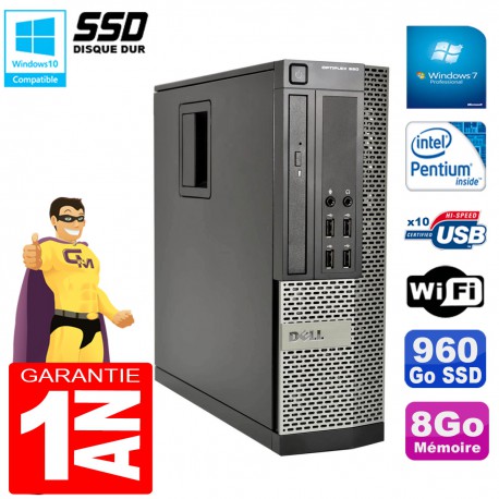 PC DELL 990 SFF Intel G840 Ram 8Go Disque 960Go SSD Graveur Wifi W7