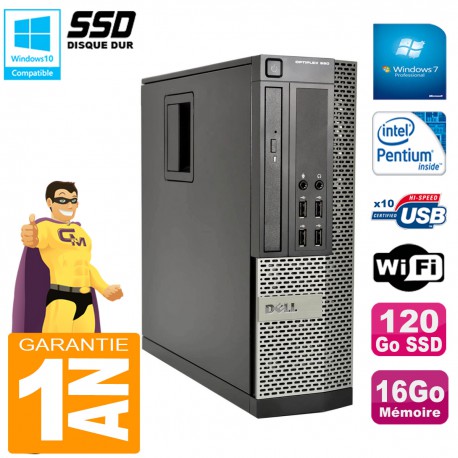 PC DELL 990 SFF Intel G840 Ram 16Go Disque 120Go SSD Graveur Wifi W7