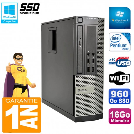 PC DELL 990 SFF Intel G840 Ram 16Go Disque 960Go SSD Graveur Wifi W7