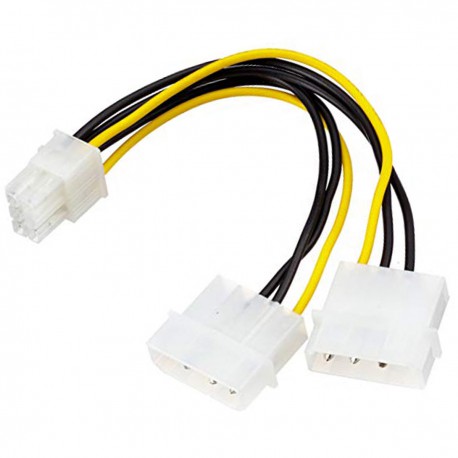 Câble Doubleur PCI-Express 6-Pin 2x Molex Mâle Alimentation Power Supply Adapter