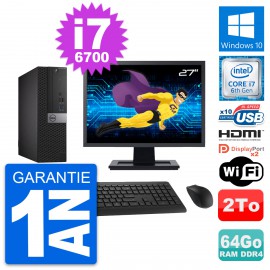PC Dell 5050 SFF Ecran 27" Core i7-6700 RAM 64Go Disque 2To HDMI Windows 10 Wifi