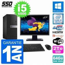 PC Tour Dell 7050 Ecran 27" Intel i5-6500 RAM 64Go SSD 2To HDMI Windows 10 Wifi
