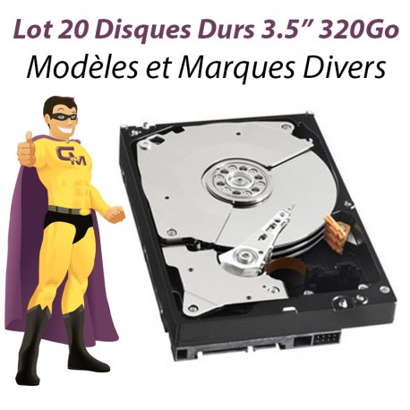 Lot de 20 Disques durs 3.5" 320Go SATA Western Digital Hitachi Samsung Seagate