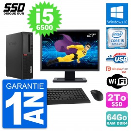 PC Lenovo M910s SFF Ecran 27" Intel i5-6500 RAM 64Go SSD 2To Windows 10 Wifi