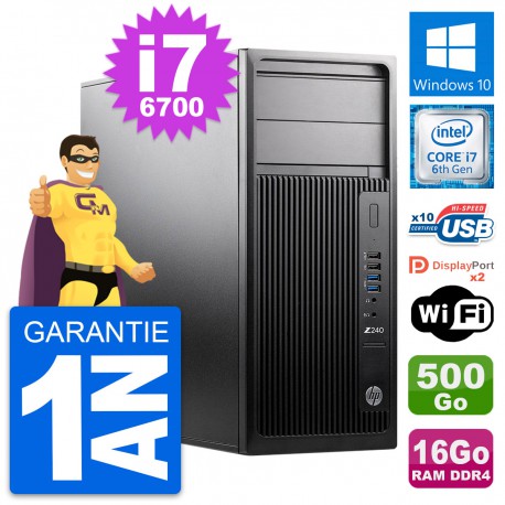 PC Tour HP WorkStation Z240 Intel i7-6700 RAM 16Go Disque 500Go Windows 10 Wifi