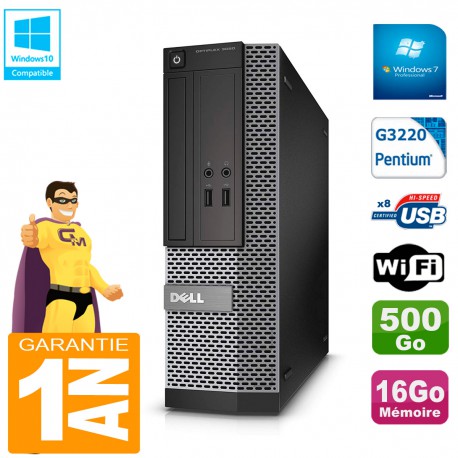 PC DELL 3020 SFF Intel G3220 Ram 16Go Disque 500 Go Graveur DVD Wifi W7