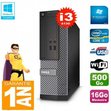 PC DELL 3020 SFF Core I3-4130 RAM 16Go Disque 500 Go Graveur DVD Wifi W7