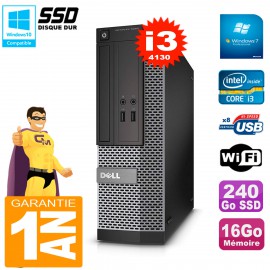 PC DELL 3020 SFF Core I3-4130 RAM 16Go Disque 240 Go SSD Graveur DVD Wifi W7