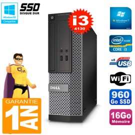 PC DELL 3020 SFF Core I3-4130 RAM 16Go Disque 960 Go SSD Graveur DVD Wifi W7