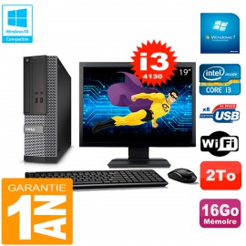 PC DELL 3020 SFF Ecran 19" Core I3-4130 RAM 16Go Disque 2 To Wifi W7