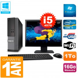 PC DELL 3020 SFF Ecran 19" Core I5-4570 RAM 16Go Disque 1 To Wifi W7