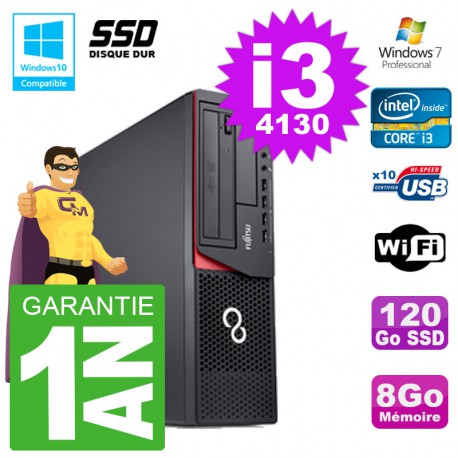 PC Fujitsu Esprimo E720 E85+ DT i3-4130 RAM 8Go Disque 120 Go SSD Wifi W7