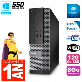 PC DELL 3020 SFF Intel G3220 RAM 8Go Disque Dur 120 Go SSD Graveur DVD Wifi W7