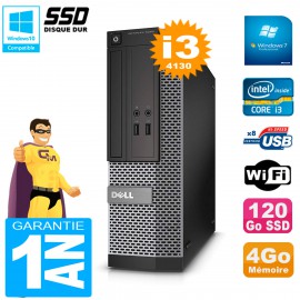 PC DELL 3020 SFF Core I3-4130 RAM 4Go Disque Dur 120 Go SSD Graveur DVD Wifi W7