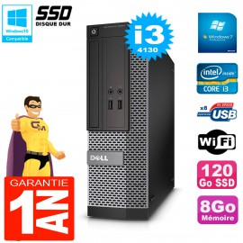 PC DELL 3020 SFF Core I3-4130 RAM 8Go Disque Dur 120 Go SSD Graveur DVD Wifi W7