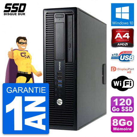 PC HP EliteDesk 705 G1 SFF AMD PRO-7300B RAM 8Go SSD 120Go Windows 10 Wifi