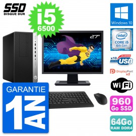 PC Tour HP ProDesk 600 G3 Ecran 27" i5-6500 RAM 64Go SSD 960Go Windows 10 Wifi