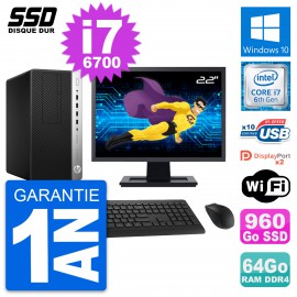 PC Tour HP ProDesk 600 G3 Ecran 22" i7-6700 RAM 64Go SSD 960Go Windows 10 Wifi