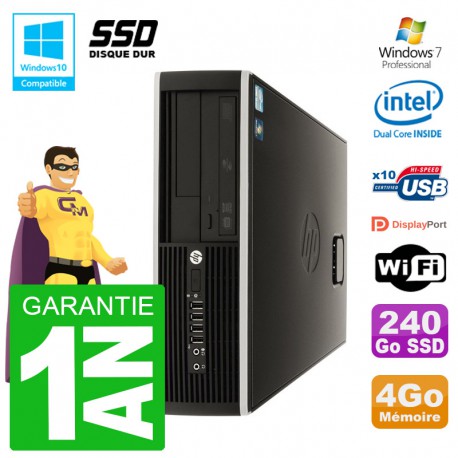 PC HP Compaq 8100 SFF G6950 RAM 4Go SSD 240Go Graveur DVD Wifi W7