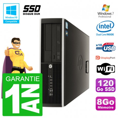 PC HP Compaq 8100 SFF G6950 RAM 8Go SSD 120Go Graveur DVD Wifi W7