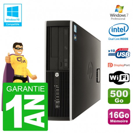 PC HP Compaq 8100 SFF G6950 RAM 16Go Disque 500Go Graveur DVD Wifi W7