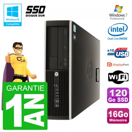 PC HP Compaq 8100 SFF G6950 RAM 16Go SSD 120Go Graveur DVD Wifi W7