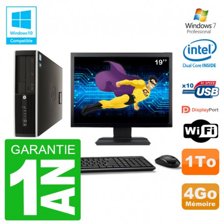 PC HP Compaq 8100 SFF Ecran 19" G6950 RAM 4Go Disque 1To Graveur DVD Wifi W7