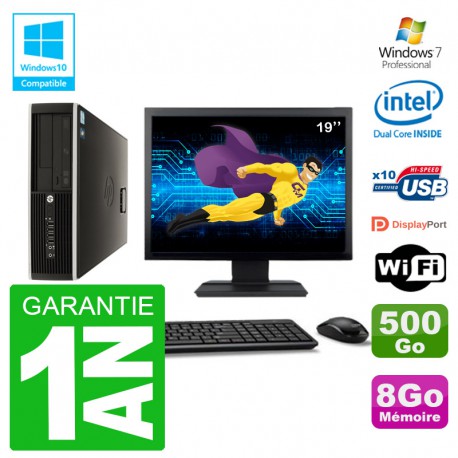 PC HP Compaq 8100 SFF Ecran 19" G6950 RAM 8Go Disque 500Go Graveur DVD Wifi W7