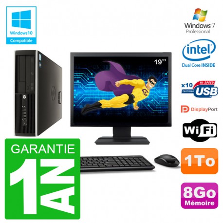 PC HP Compaq 8100 SFF Ecran 19" G6950 RAM 8Go Disque 1To Graveur DVD Wifi W7