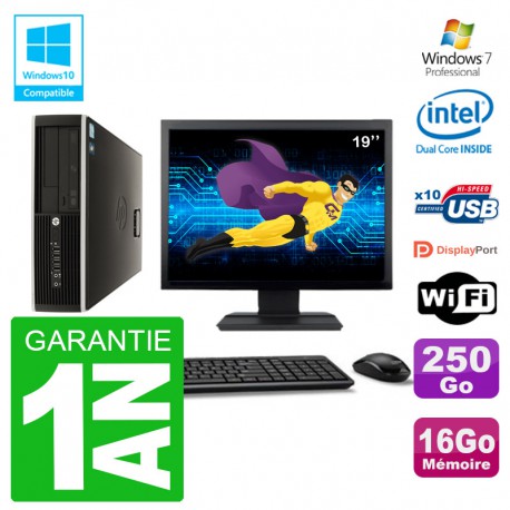 PC HP Compaq 8100 SFF Ecran 19" G6950 RAM 16Go Disque 250Go Graveur DVD Wifi W7