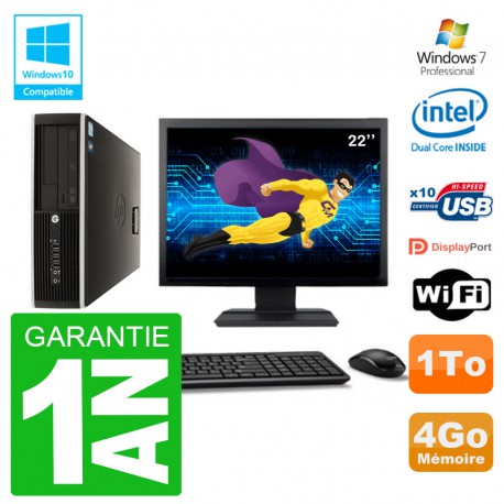 PC HP Compaq 8100 SFF Ecran 22" G6950 RAM 4Go Disque 1To Graveur DVD Wifi W7