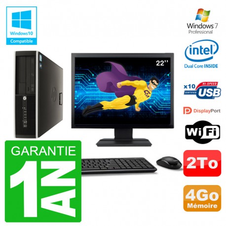 PC HP Compaq 8100 SFF Ecran 22" G6950 RAM 4Go Disque 2To Graveur DVD Wifi W7