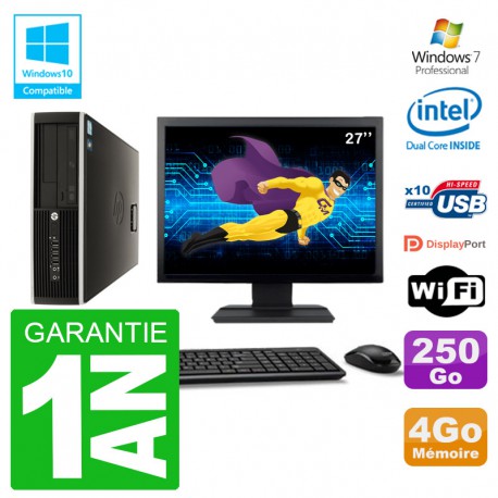 PC HP Compaq 8100 SFF Ecran 27" G6950 RAM 4Go Disque 250Go Graveur DVD Wifi W7