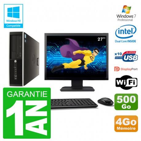 PC HP Compaq 8100 SFF Ecran 27" G6950 RAM 4Go Disque 500Go Graveur DVD Wifi W7