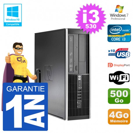 PC HP Compaq 8100 SFF i3-530 RAM 4Go Disque 500Go Graveur DVD Wifi W7