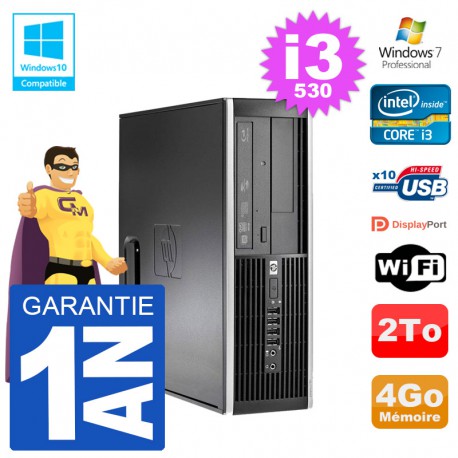 PC HP Compaq 8100 SFF i3-530 RAM 4Go Disque 2To Graveur DVD Wifi W7