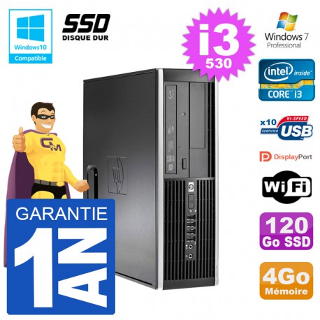 PC HP Compaq 8100 SFF i3-530 RAM 4Go SSD 120Go Graveur DVD Wifi W7