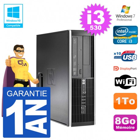 PC HP Compaq 8100 SFF i3-530 RAM 8Go Disque 1To Graveur DVD Wifi W7