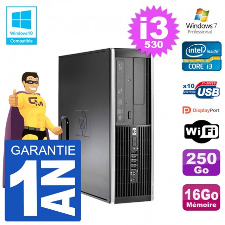 PC HP Compaq 8100 SFF i3-530 RAM 16Go Disque 250Go Graveur DVD Wifi W7