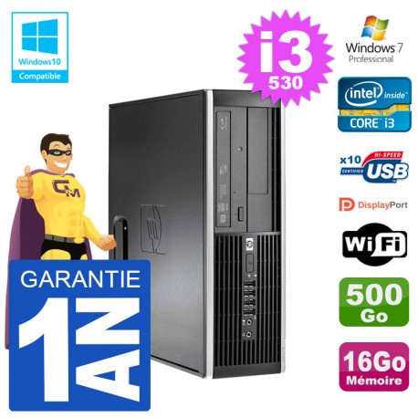 PC HP Compaq 8100 SFF i3-530 RAM 16Go Disque 500Go Graveur DVD Wifi W7