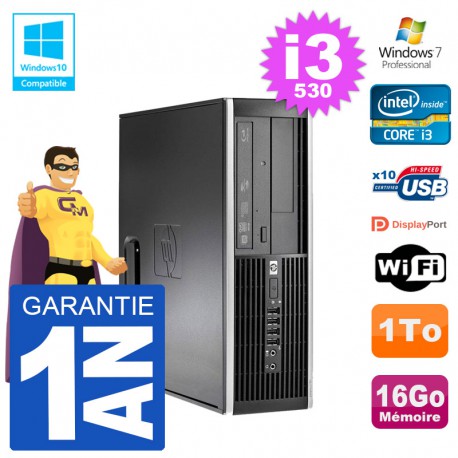 PC HP Compaq 8100 SFF i3-530 RAM 16Go Disque 1To Graveur DVD Wifi W7