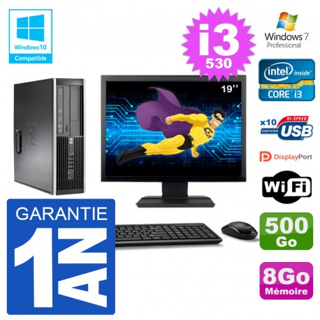 PC HP Compaq 8100 SFF Ecran 19" i3-530 RAM 8Go Disque 500Go Graveur DVD Wifi W7