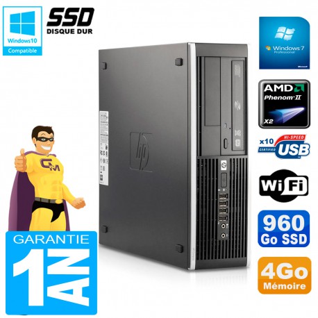 PC HP Compaq 6005 Pro SFF AMD Phenom II RAM 4Go 960 Go SSD Graveur DVD Wifi W7