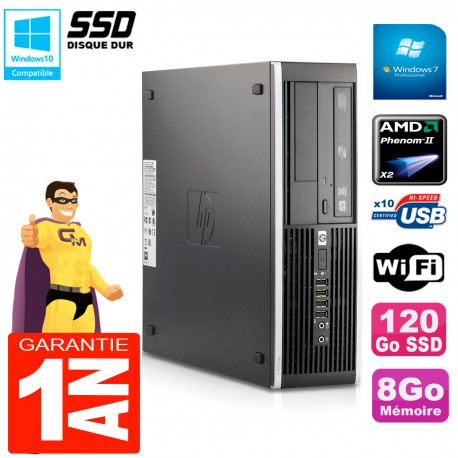 PC HP Compaq 6005 Pro SFF AMD Phenom II RAM 8Go 120 Go SSD Graveur DVD Wifi W7