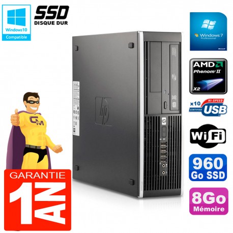 PC HP Compaq 6005 Pro SFF AMD Phenom II RAM 8Go 960 Go SSD Graveur DVD Wifi W7