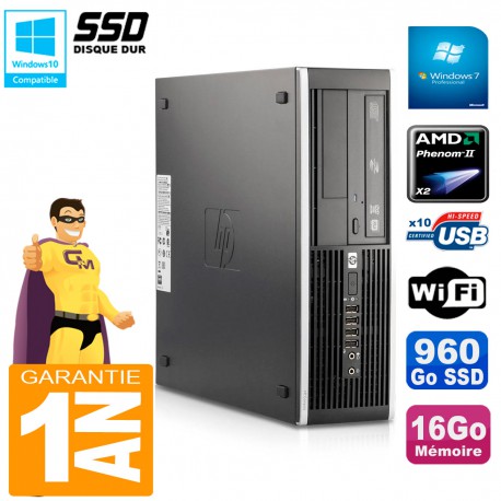 PC HP Compaq 6005 Pro SFF AMD Phenom II RAM 16Go 960 Go SSD Graveur DVD Wifi W7