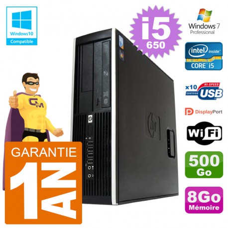 PC HP Compaq 8100 SFF i5-650 RAM 8Go Disque 500Go Graveur DVD Wifi W7